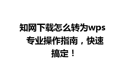 知网下载怎么转为wps  专业操作指南，快速搞定！