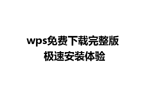 wps免费下载完整版 极速安装体验  
