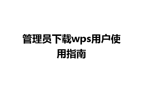 管理员下载wps用户使用指南