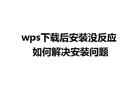 wps下载后安装没反应 如何解决安装问题