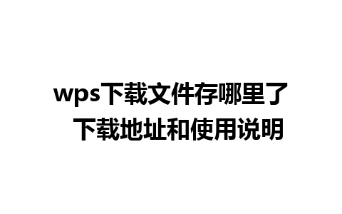 wps下载文件存哪里了  下载地址和使用说明