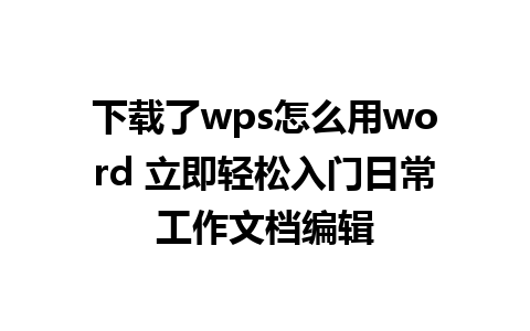 下载了wps怎么用word 立即轻松入门日常工作文档编辑