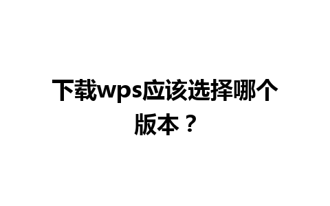 下载wps应该选择哪个版本？