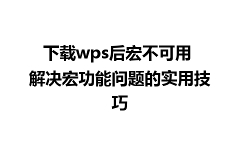 下载wps后宏不可用 解决宏功能问题的实用技巧