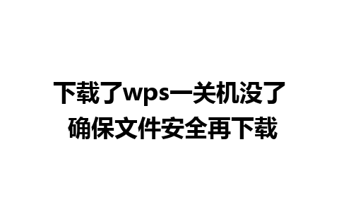 下载了wps一关机没了 确保文件安全再下载