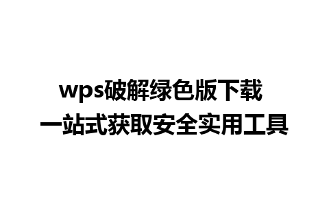 wps破解绿色版下载 一站式获取安全实用工具