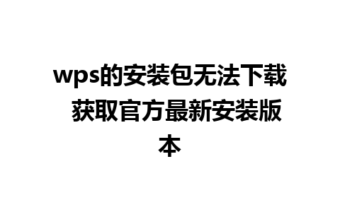 wps的安装包无法下载  获取官方最新安装版本