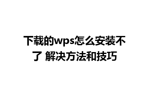 下载的wps怎么安装不了 解决方法和技巧