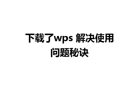 下载了wps 解决使用问题秘诀