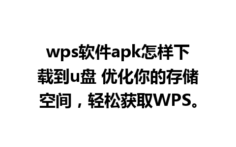 wps软件apk怎样下载到u盘 优化你的存储空间，轻松获取WPS。