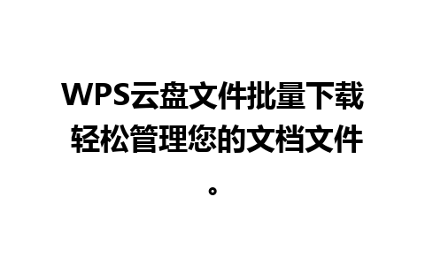 WPS云盘文件批量下载 轻松管理您的文档文件。