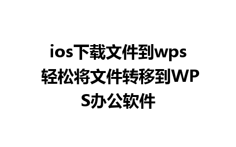 ios下载文件到wps 轻松将文件转移到WPS办公软件