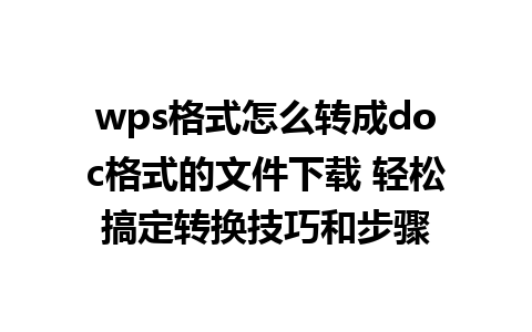 wps格式怎么转成doc格式的文件下载 轻松搞定转换技巧和步骤