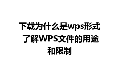 下载为什么是wps形式 了解WPS文件的用途和限制