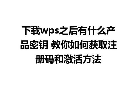 下载wps之后有什么产品密钥 教你如何获取注册码和激活方法