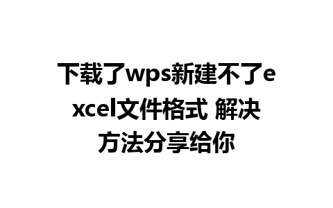 下载了wps新建不了excel文件格式 解决方法分享给你