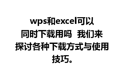 wps和excel可以同时下载用吗  我们来探讨各种下载方式与使用技巧。