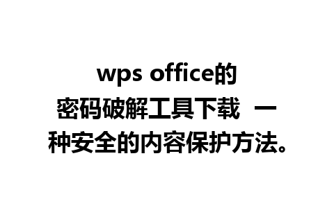 wps office的密码破解工具下载  一种安全的内容保护方法。