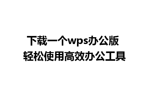 下载一个wps办公版 轻松使用高效办公工具