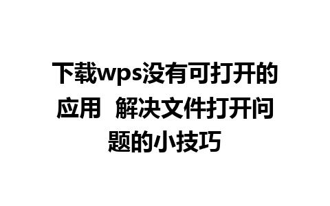 下载wps没有可打开的应用  解决文件打开问题的小技巧