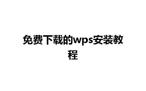 免费下载的wps安装教程 