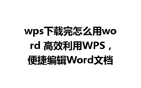 wps下载完怎么用word 高效利用WPS，便捷编辑Word文档