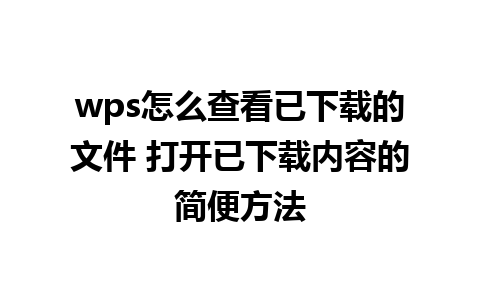 wps怎么查看已下载的文件 打开已下载内容的简便方法