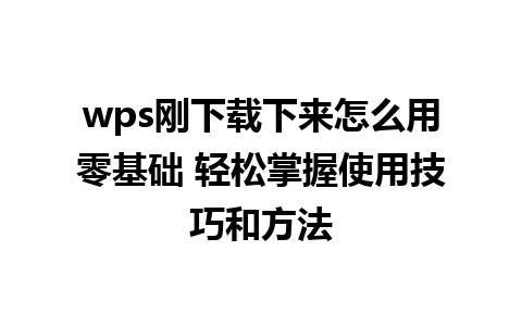 wps刚下载下来怎么用零基础 轻松掌握使用技巧和方法