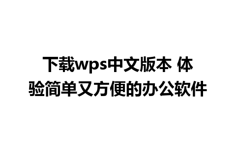 下载wps中文版本 体验简单又方便的办公软件