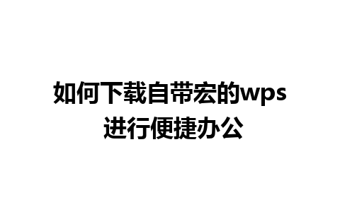 如何下载自带宏的wps 进行便捷办公