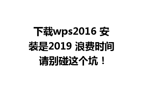 下载wps2016 安装是2019 浪费时间请别碰这个坑！