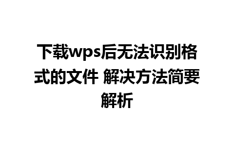 下载wps后无法识别格式的文件 解决方法简要解析