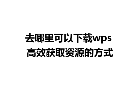 去哪里可以下载wps 高效获取资源的方式