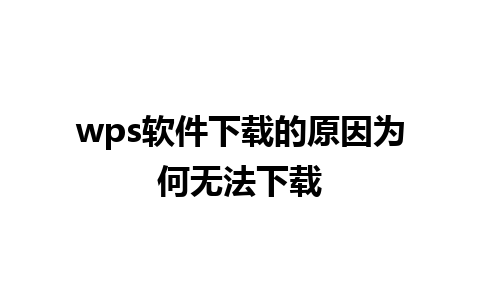 wps软件下载的原因为何无法下载