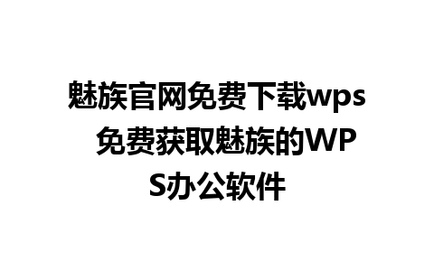 魅族官网免费下载wps  免费获取魅族的WPS办公软件