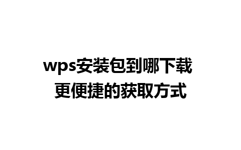 wps安装包到哪下载 更便捷的获取方式