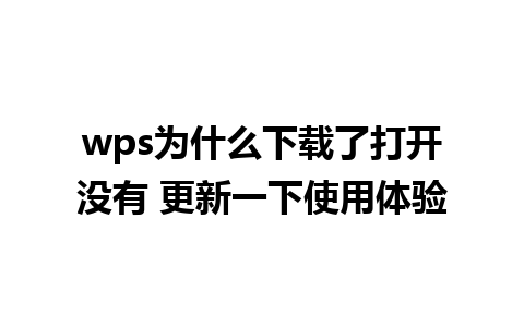 wps为什么下载了打开没有 更新一下使用体验