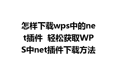 怎样下载wps中的net插件  轻松获取WPS中net插件下载方法