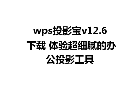 wps投影宝v12.6 下载 体验超细腻的办公投影工具