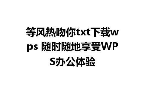 等风热吻你txt下载wps 随时随地享受WPS办公体验