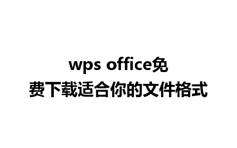 wps office免费下载适合你的文件格式