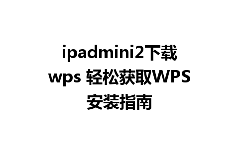 ipadmini2下载wps 轻松获取WPS安装指南