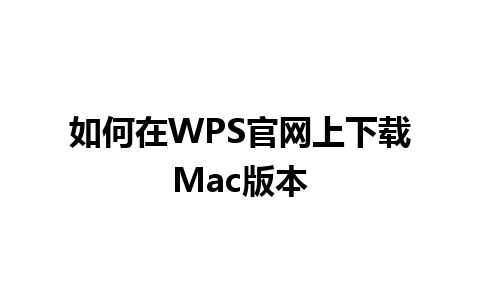 如何在WPS官网上下载Mac版本