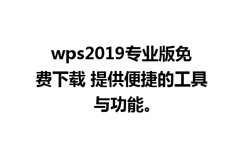 wps2019专业版免费下载 提供便捷的工具与功能。