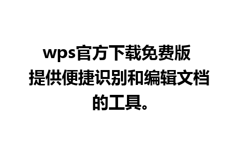 wps官方下载免费版 提供便捷识别和编辑文档的工具。