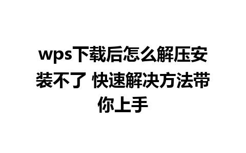 wps下载后怎么解压安装不了 快速解决方法带你上手