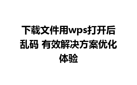 下载文件用wps打开后乱码 有效解决方案优化体验