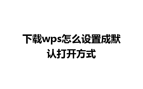 下载wps怎么设置成默认打开方式