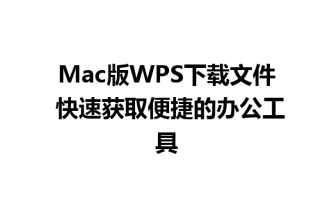 Mac版WPS下载文件 快速获取便捷的办公工具