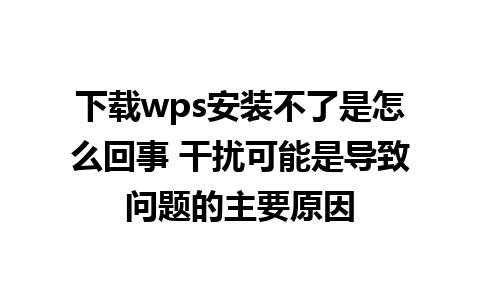 下载wps安装不了是怎么回事 干扰可能是导致问题的主要原因